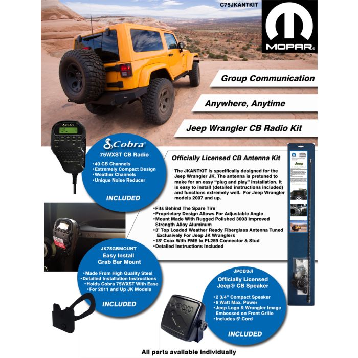 Mopar® / Jeep® Licensed Complete CB Radio & Antenna Kit