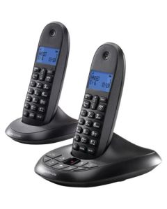 Motorola C1012LX DECT 6.0 Black 2-Handset Digital Cordless Home Phone with Answering Machine