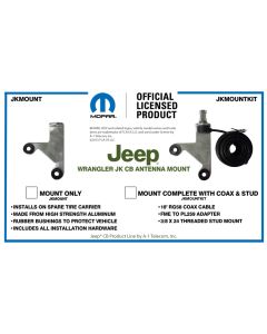 Mopar® / Jeep® Licensed JKMOUNTKIT Jeep Wrangler JK Antenna Mounting Bracket with Coax For Model Years 2007-Present