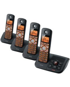 Motorola K704B DECT 6.0 Black Cordless Phone with 4-Handsets, Caller ID and Answering System